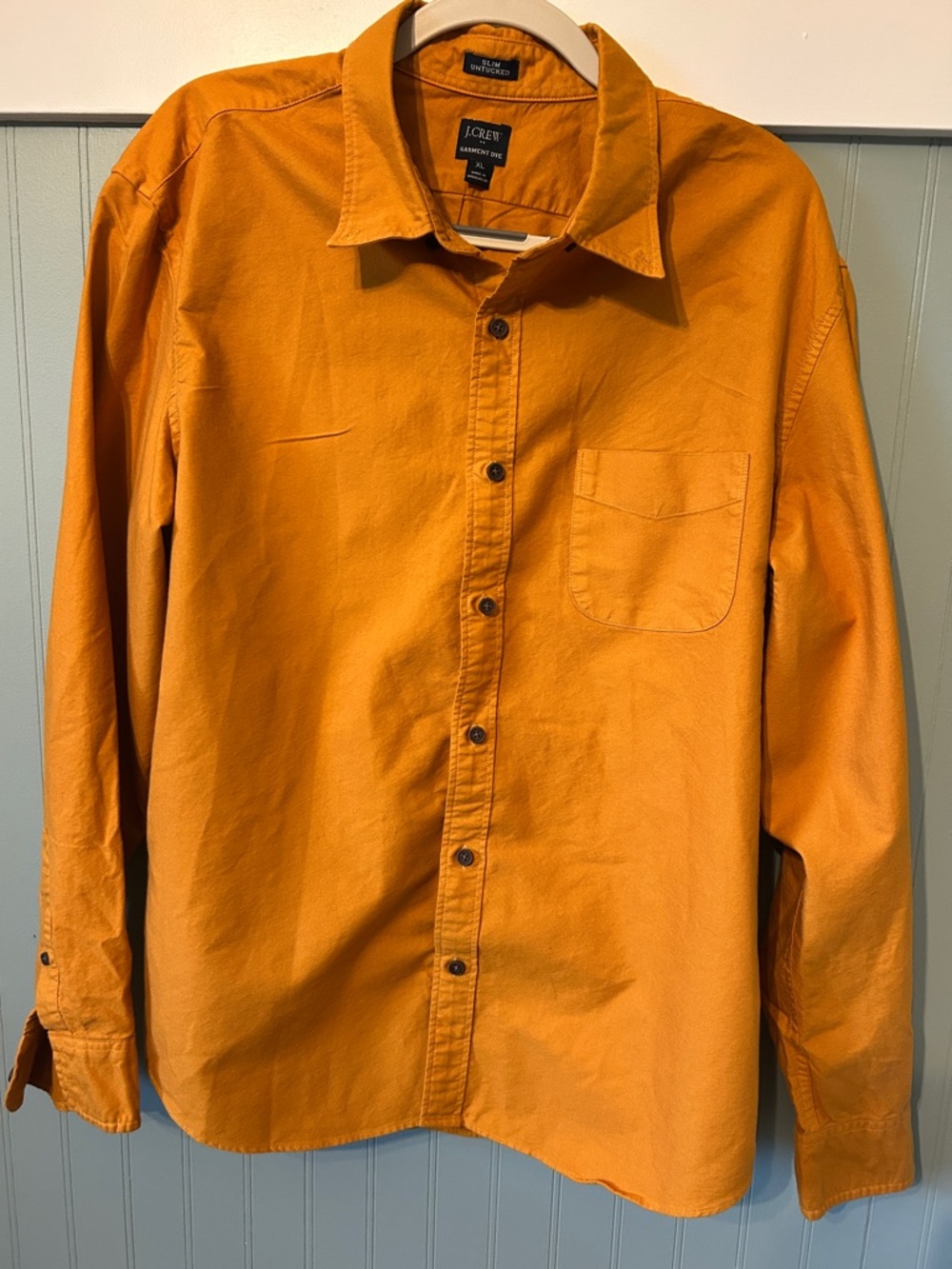 J. Crew Men's Long-Sleeve Button-Down Shirt in burnt orange